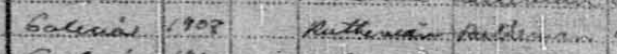 Detail from 1911 census showing details about my grandfather
