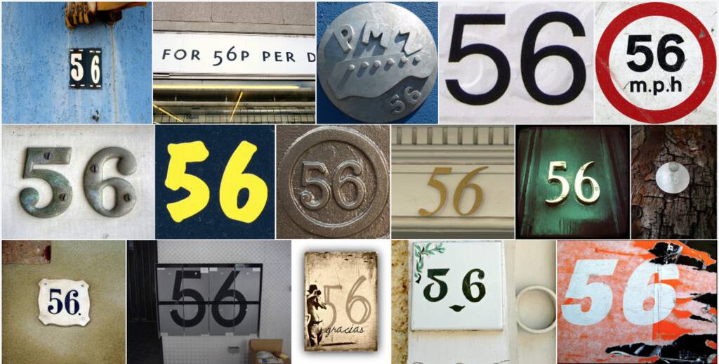 Montage of photos of the number 56.