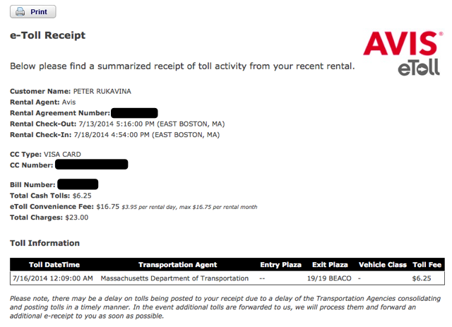 Avis Toll Receipt | TUTORE.ORG - Master of Documents