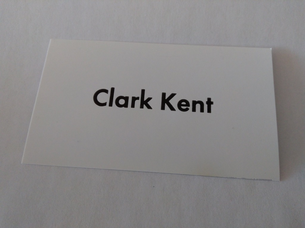 Clark Kent business card photo on glossy paper