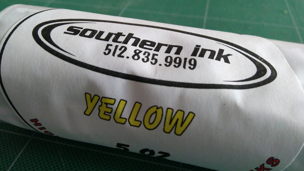 Photo of a tube of Yellow ink