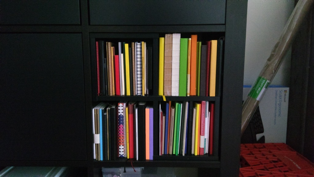 Photo of my notebooks shelf