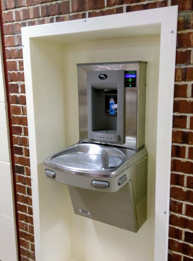 New water fountain at Colonel Gray