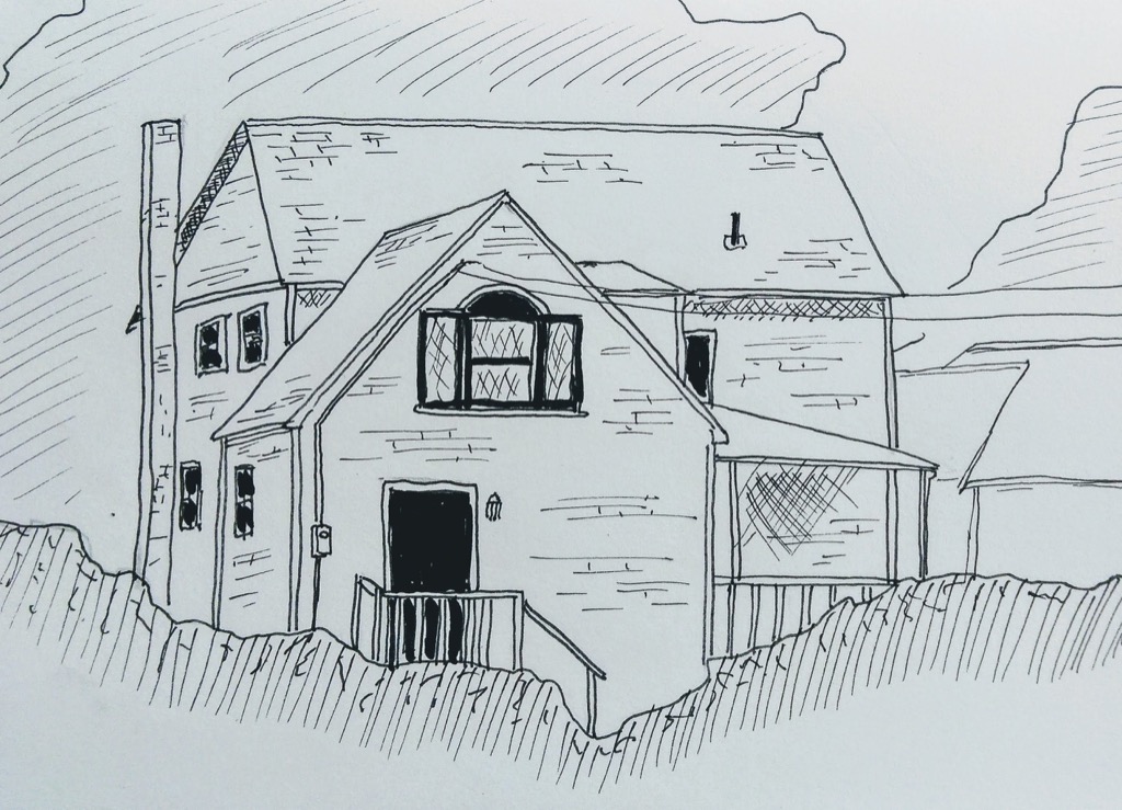 Sketch of the house across from Island Chocolates