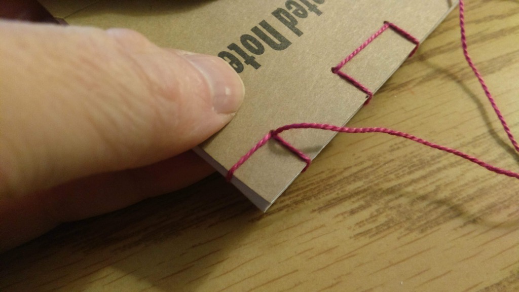 Photo of stitching continuing down to the other end.