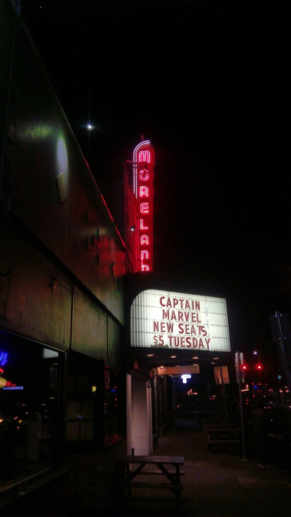 Marquee at Moreland Theatre in Portland.