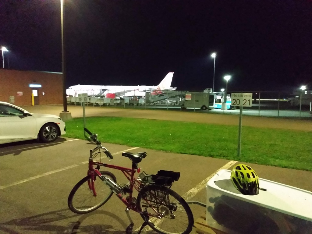 My bike and trailer in front of my airplane.