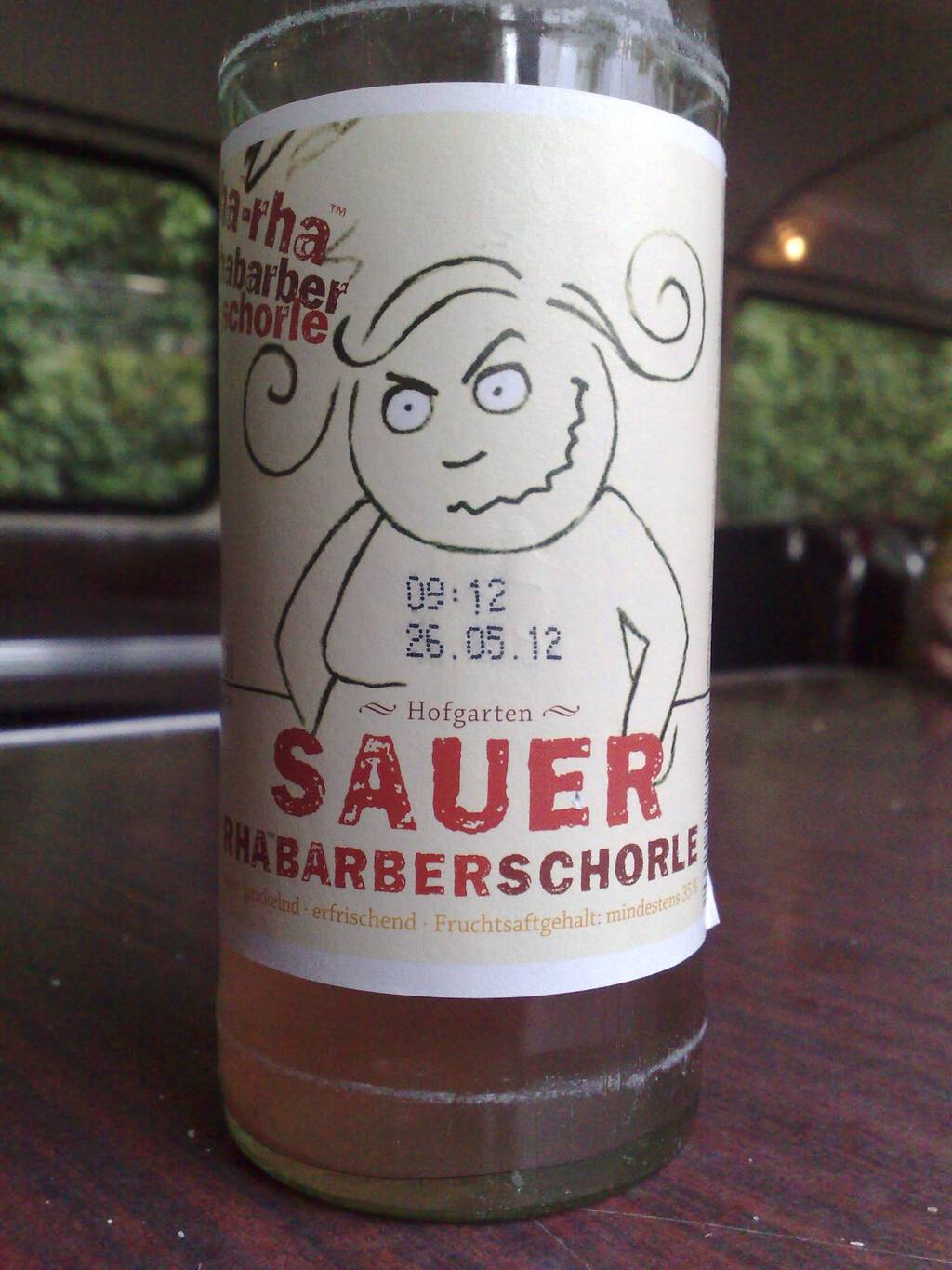 A bottle of Rhabarberschorle.