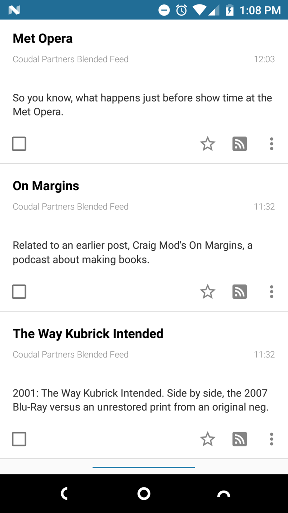 Screen shot of the Tiny Tiny RSS app