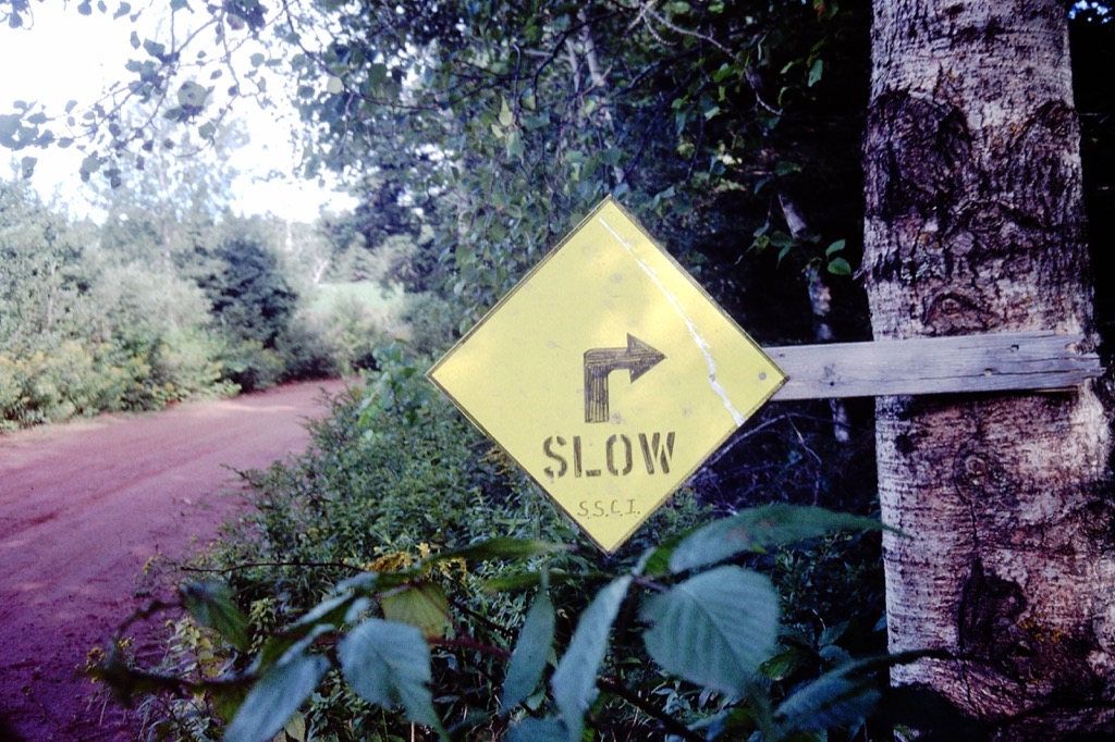 Clay road sign, PEI, 1994.