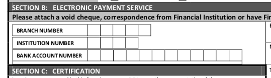 Details from form requests banking information