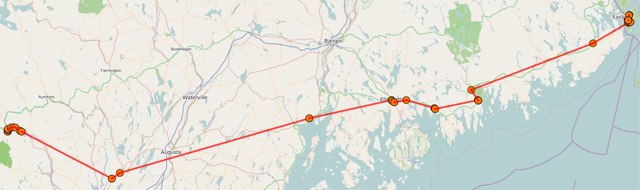 Route across Maine