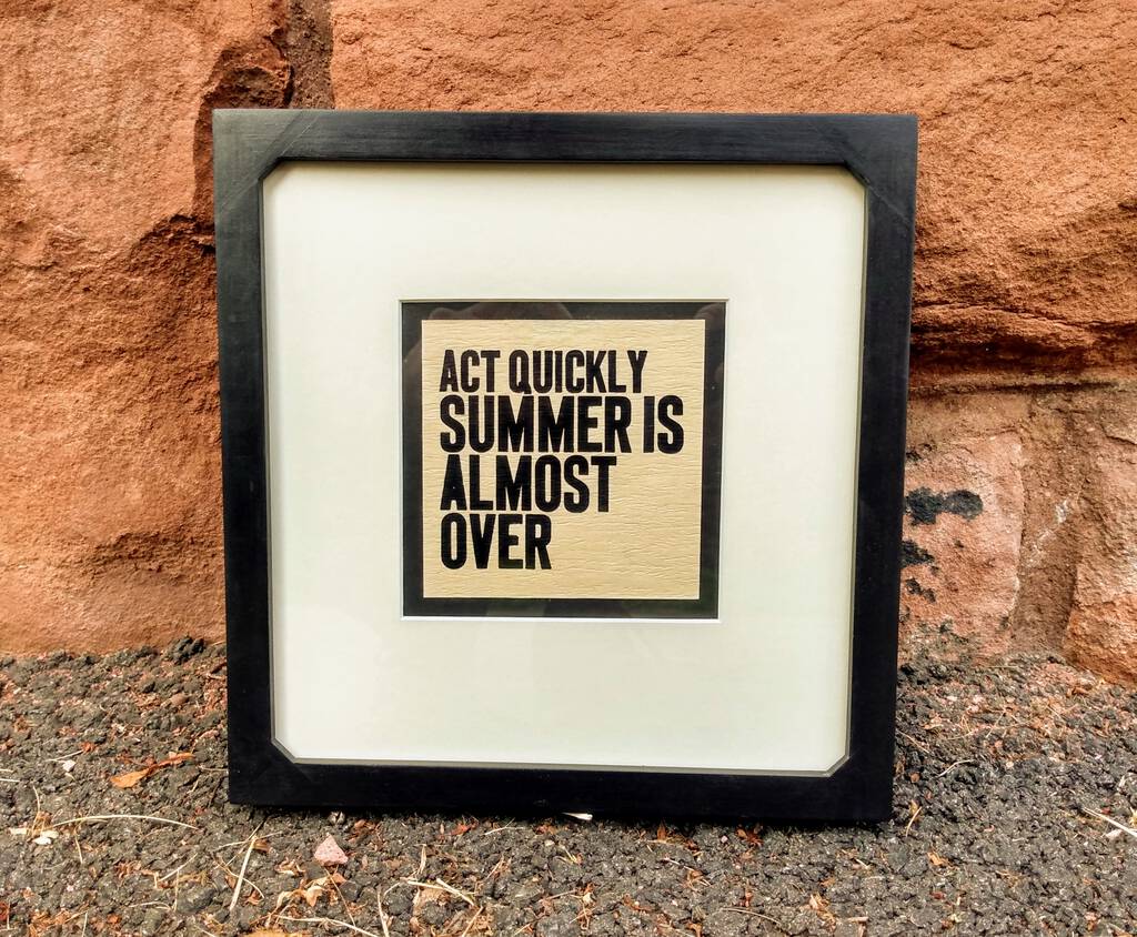 Framed version of Act Quickly Summer is Almost Over print