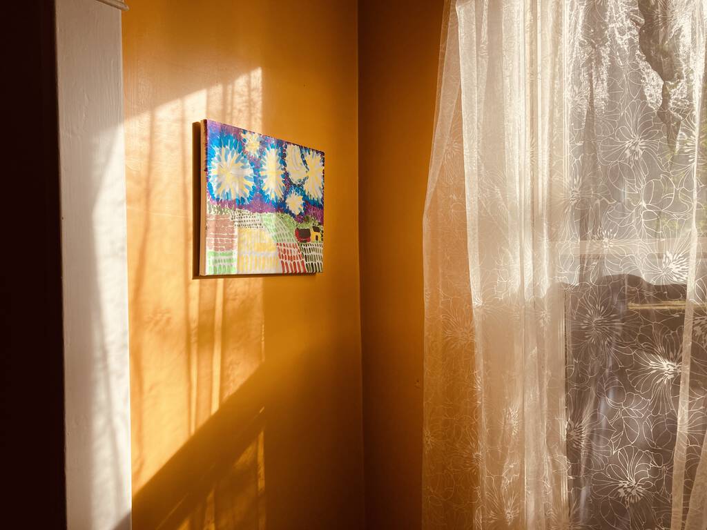 The sun streaming through the back window this morning at 100 Prince Street.