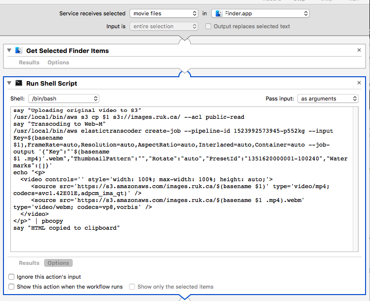 Screen shot of Automator source for this script