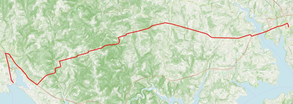 Our route driving from Charlottetown to Crapaud, overlaid on 2 metre contours