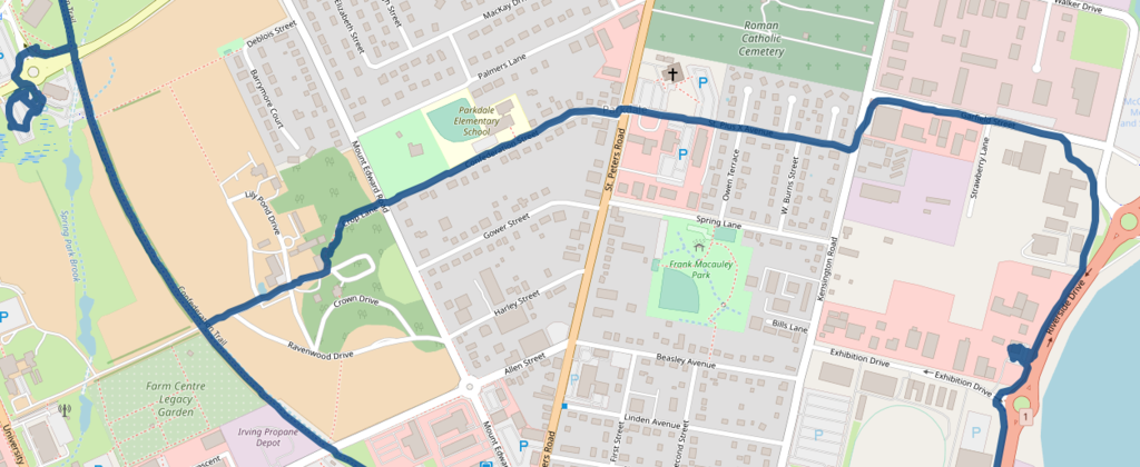 Detail of OpenStreetMap showing the Bob Gray Way.