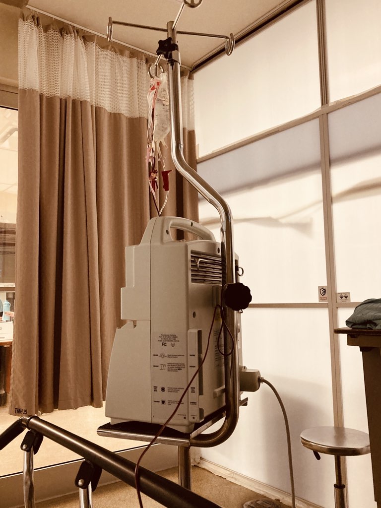 Photo of the blood being infused into me in the Moncton Hospital.