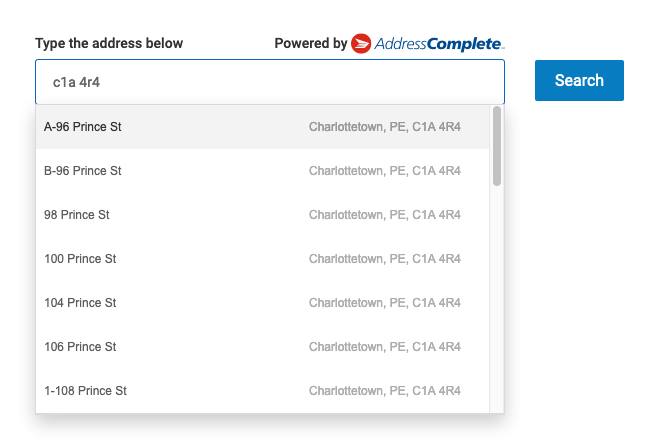 Postal code canada