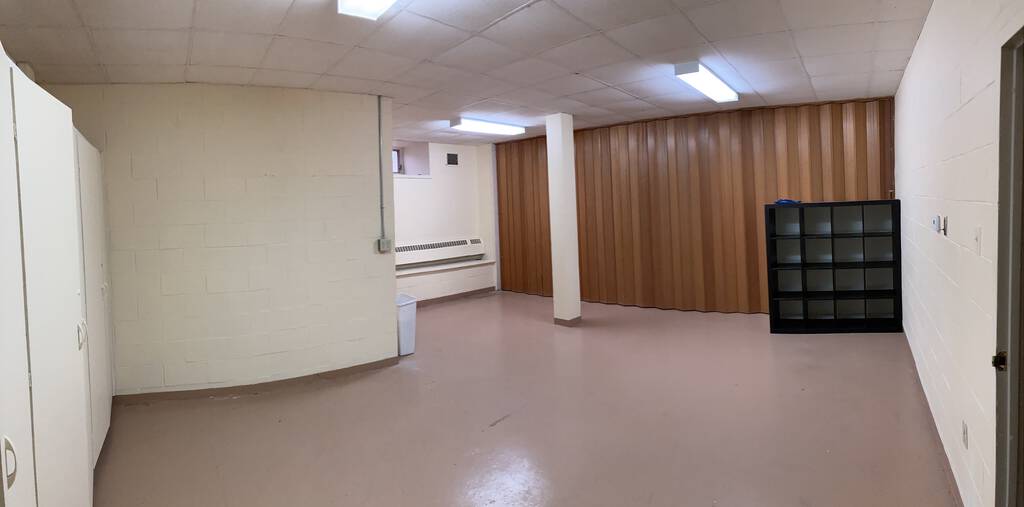 Photo of Catherine's empty studio in the basement of St. Paul's Church.