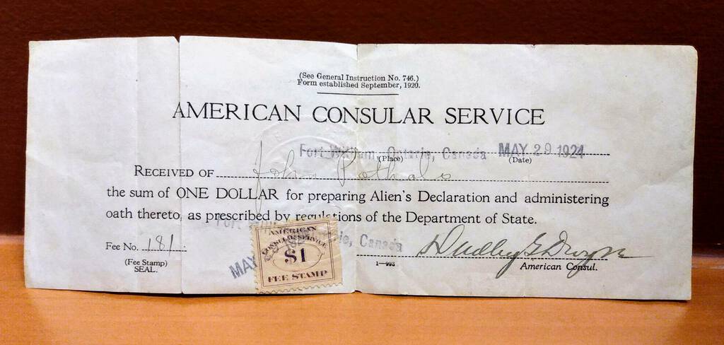 American Consular Service Receipt, 1924