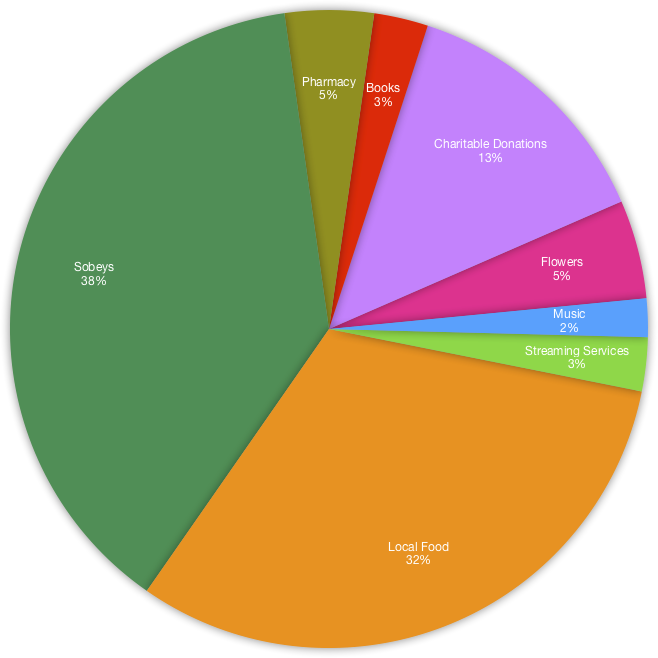 Pie chart showing how I spend my money during the pandemic.