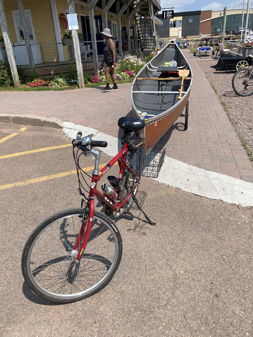 My canoe and my bike at the Charlottetown Yacht Club.