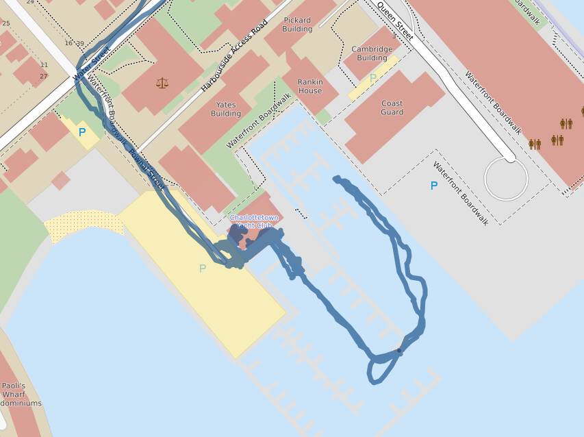 Map of my canoe at the Charlottetown Yacht Club.