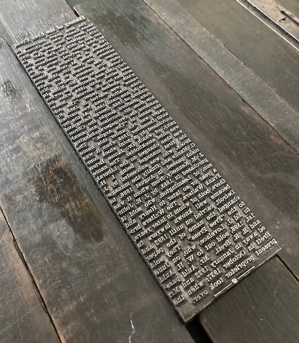 Essex Free Press metal type