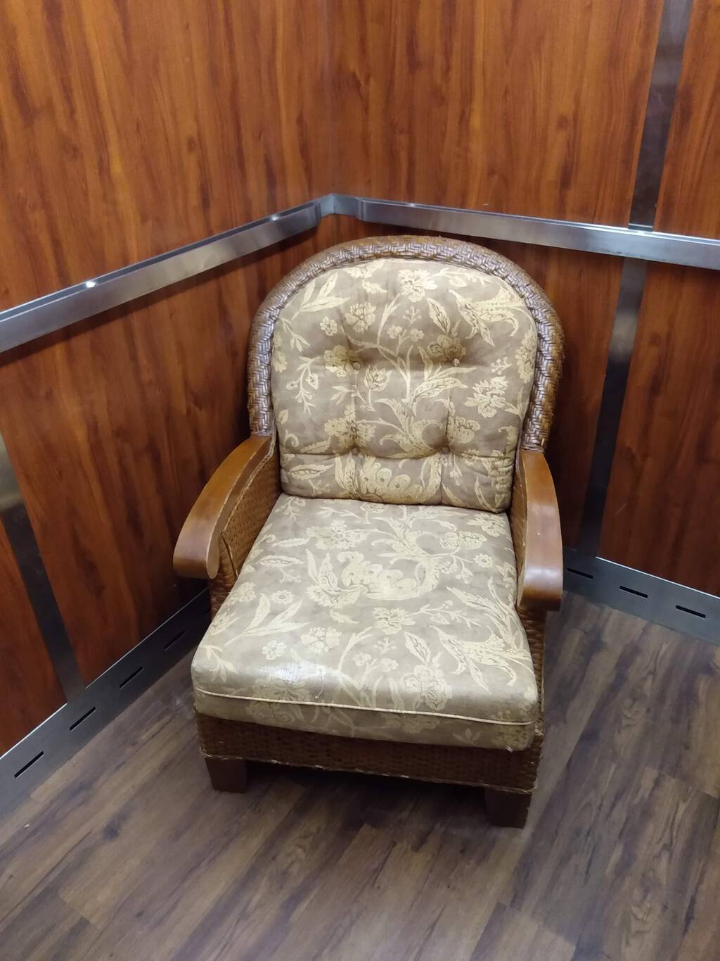 Armchair inside an elevator