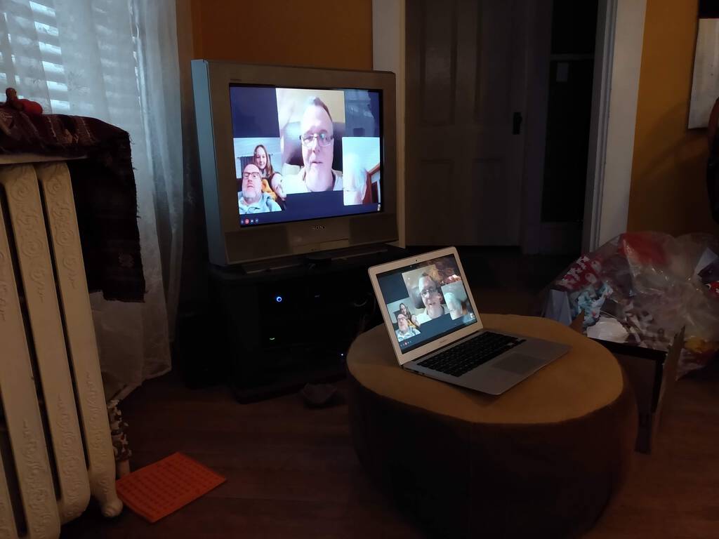 FaceTime call with family on the TV