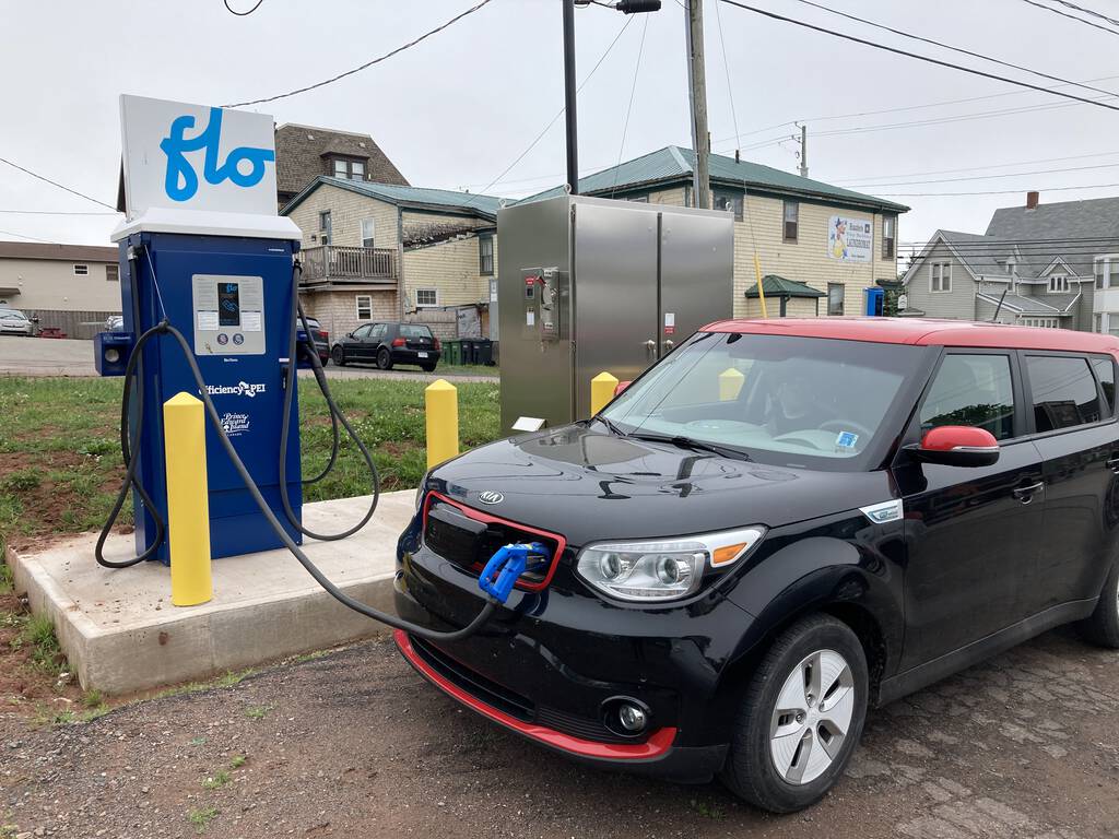 Charging our car in Souris