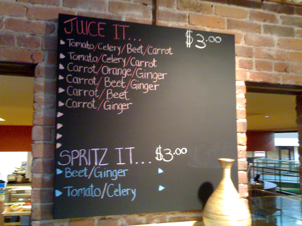 juice bar menu