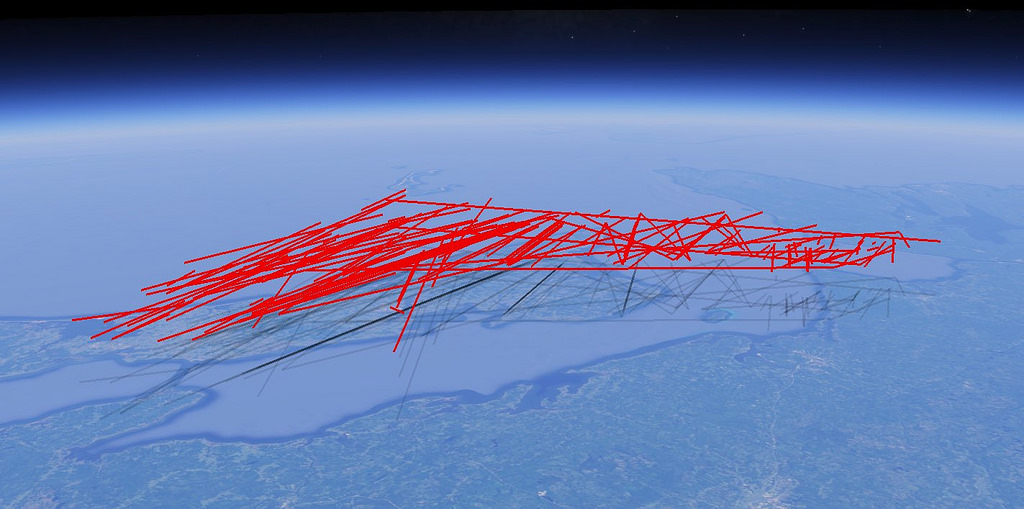 Five Days of Planes over Prince Edward Island (in Google Earth)