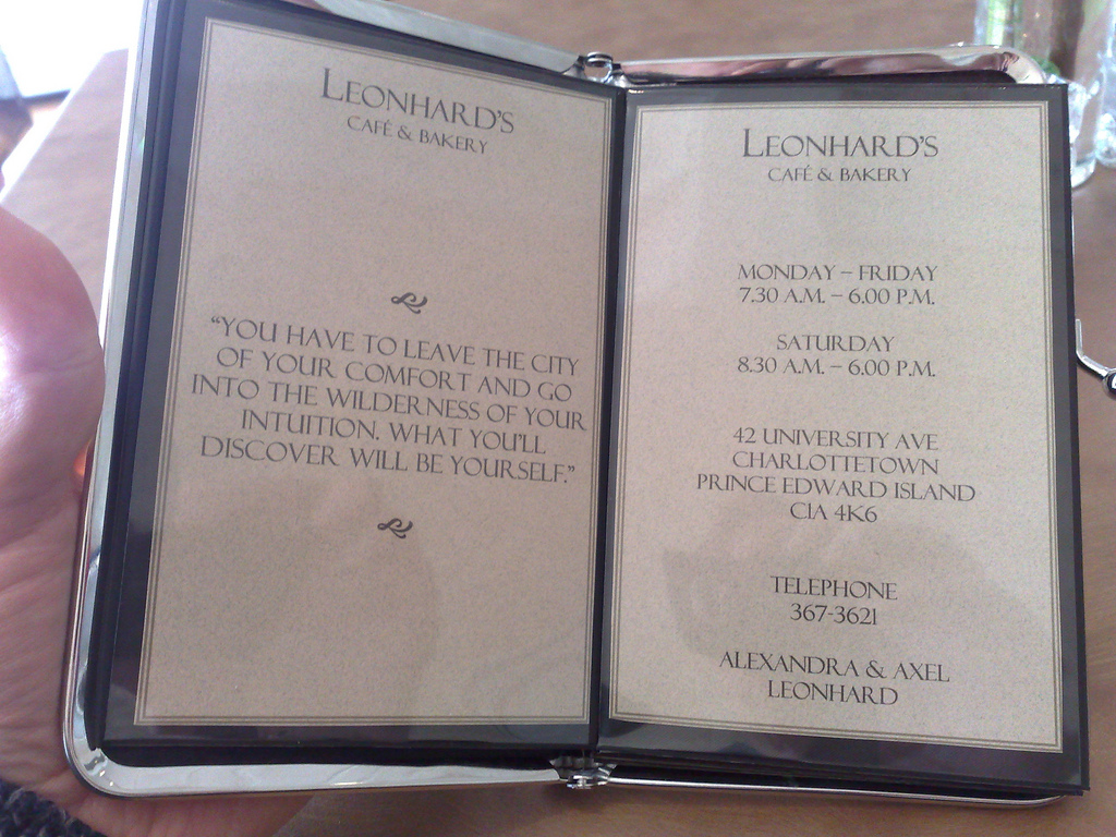 The Leonhard's Menu