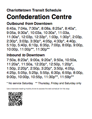 Sample Bus Schedule with QR Code