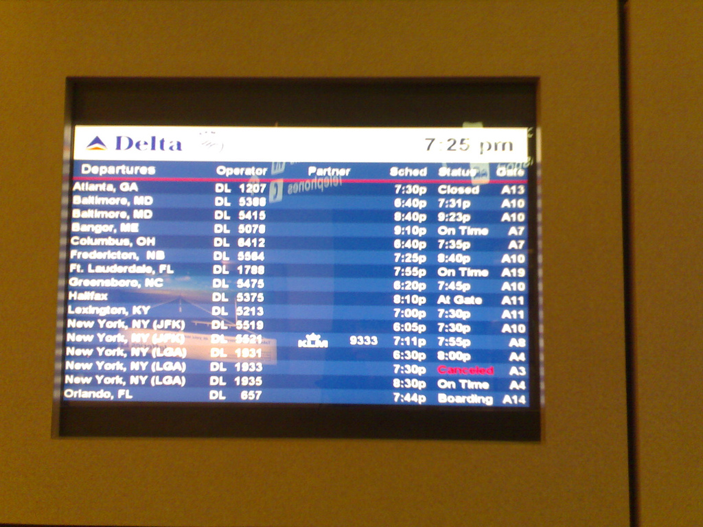 Delta Airlines Departure Screen