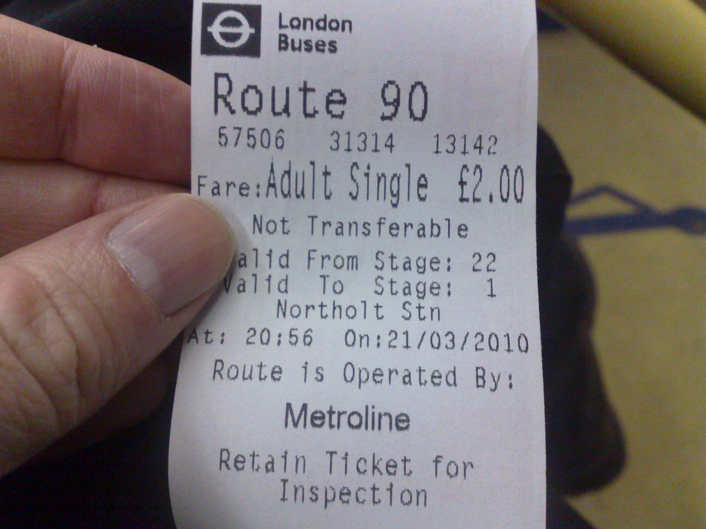 Bus Ticket from Cineworld to Hatton Cross