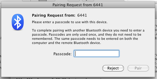 Bluetooth Pairing Request on Mac Mini
