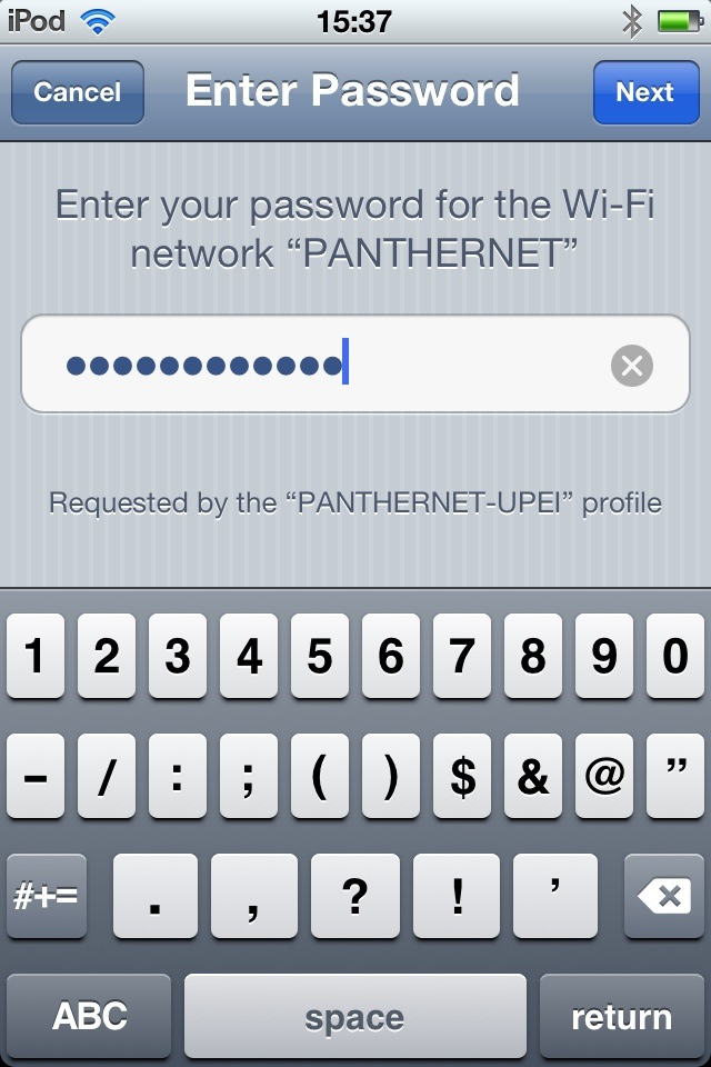 UPEI Wifi Panthernet Install Profile: Step 4