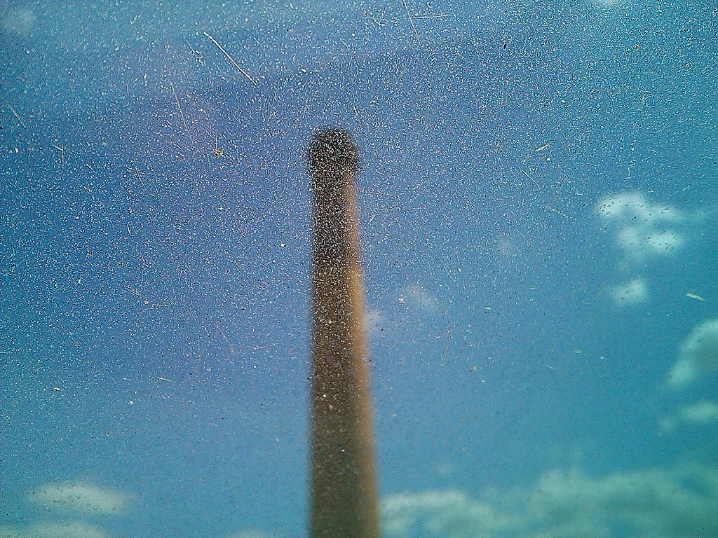 Smokestack through Dusty Window