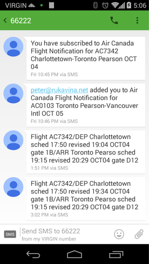 Flight Notification SMS