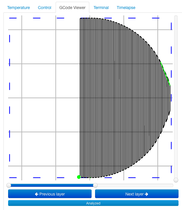 Screen shot of the GCode Viewer tab in OctoPrint.