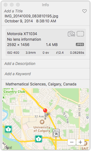 GPS location in Apple Photos app for the second photo
