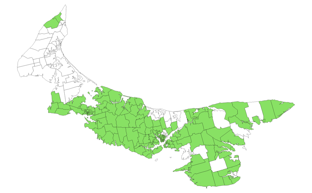 Map showing polls where Greens came first OR second