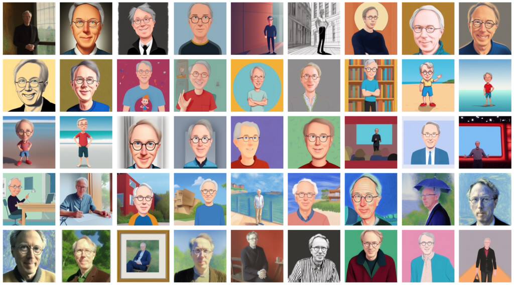 A grid of the AI-generated images of me