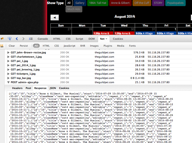 The Guild website loads as I watch in Firebug's Network tab.