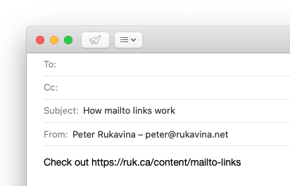 A mailto link creating an email message with no recipient