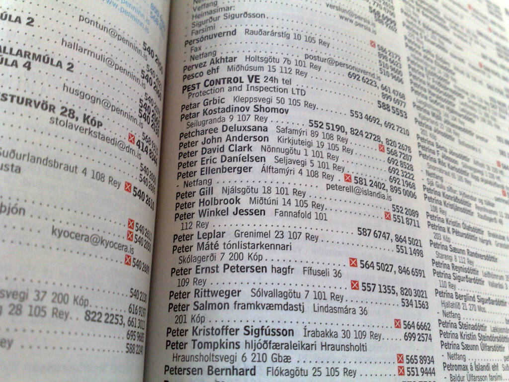 Iceland Phone Book: Sorted by First Name