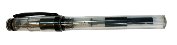 Nemosine Singularity fountain pen: a clear plastic body through which you can see the ink chamber and nib.